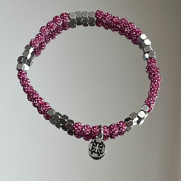 Rustic Cuff Metal Stainless Steel Shambala Beaded Stretch Bracelet Minis - Picture 3 of 3